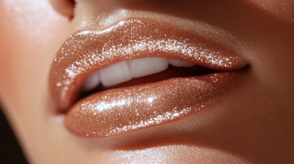 Fototapeta premium Glamorous close-up of lips adorned with luxurious makeup, featuring smooth, rich color and a high-end, polished finish.