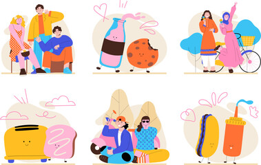 Fototapeta premium Hand drawn friendship day mini compositions