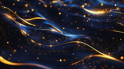 Obraz premium Title Abstract digital background electromagnetic wave background Innovation digital wave, information technology background and green luxury background with golden line decoration and curve light ef