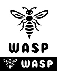 Clean and bold wasp logo design featuring sharp details and a modern aesthetic in black and white 