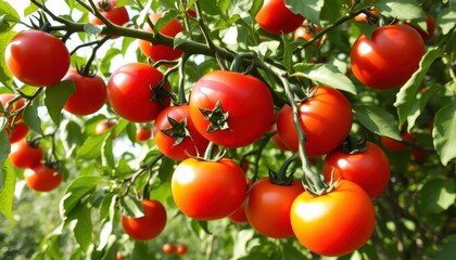 Ripe Red Tomatoes Growing On A Vine