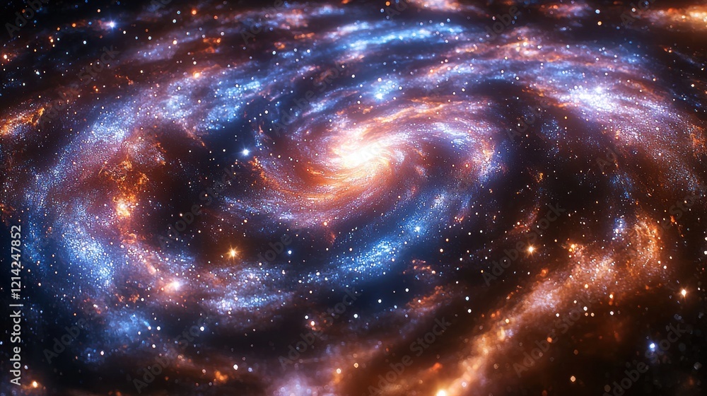 Poster galactic swirls nebula forming a swirling pattern with stars outer space digital art cosmic view cel