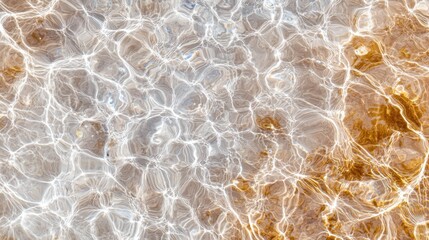 Obraz premium Crystal-clear rippling water texture, soft light reflections creating a serene aquatic pattern, perfect for backgrounds