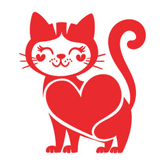 Cat silhouette isolated flat vector illustration on white background