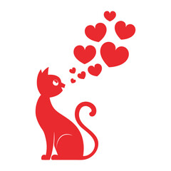 Cat silhouette isolated flat vector illustration on white background