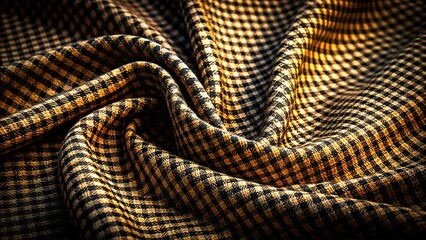 Silhouette of Houndstooth Wool Fabric Draped Elegantly