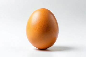 Single Light Brown Egg Upright on White Background - Perfect for Easter, Baking, or Food Photography