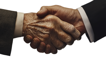 aged Businessmen Handshake for Successful Partnership and Agreement against a transparent background