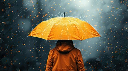 A tech startup pitches a flying umbrella to combat rainy commutes in this flat design illustration