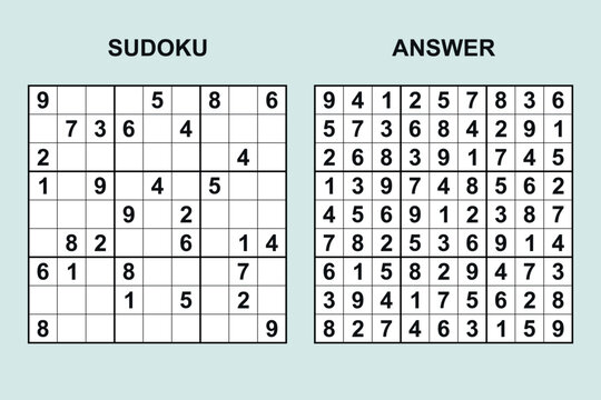 vector sudoku with answer 480, puzzle game with numbers