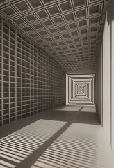 Naklejka premium Abstract hallway with geometric ceiling and wall patterns