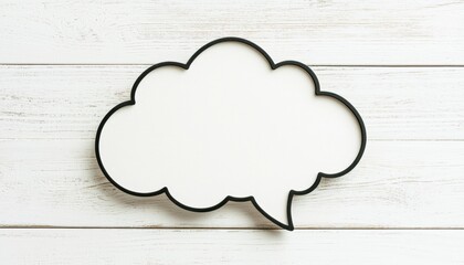 Large cloud-shaped speech bubble with a thin black outline, suitable for integrating quotes, phrases, or conversational text elements