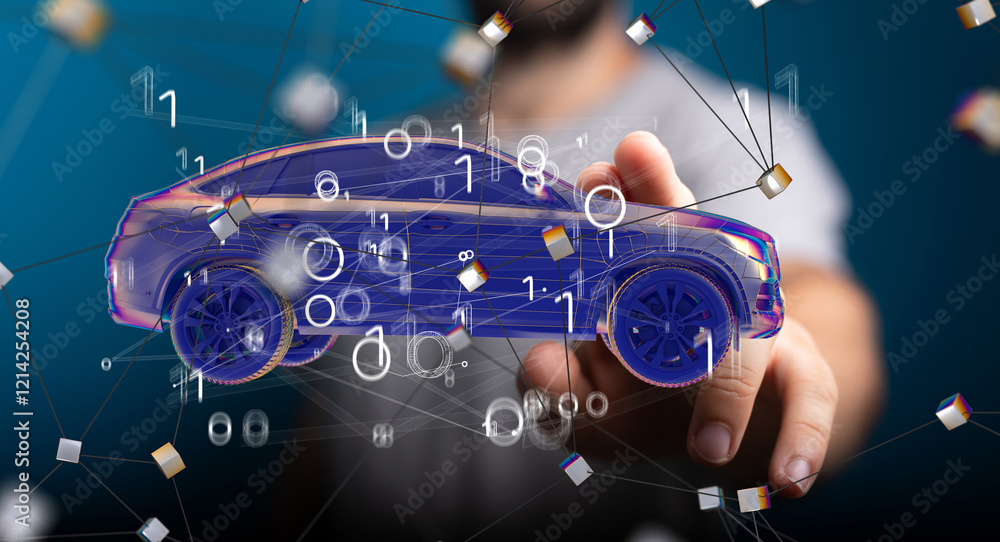 Poster driverless autonomous vehicle with lidar technology
