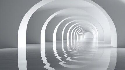Obraz premium Abstract Gray Tunnel with Water Reflections