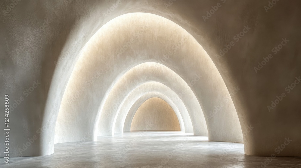 Poster abstract archway tunnel with soft lighting and geometric shapes