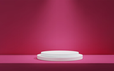 3D Minimalistic pink background with a podium Studio scene with platform for product presentation