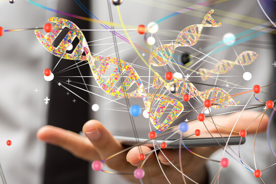 world Neural network 3D illustration. Big data and cybersecurity - 3d - Powered by Adobe