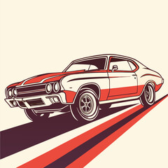 Vintage Muscle Car Vector Art