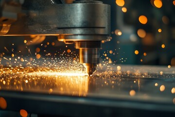 Process working CNC turning milling metal Industry machine, Generative AI