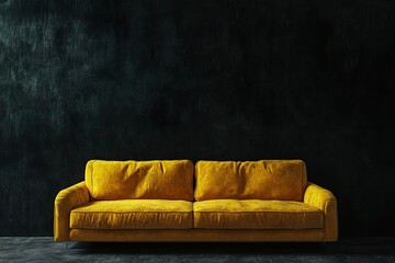 Dark room interior, living room interior mockup, empty black wall