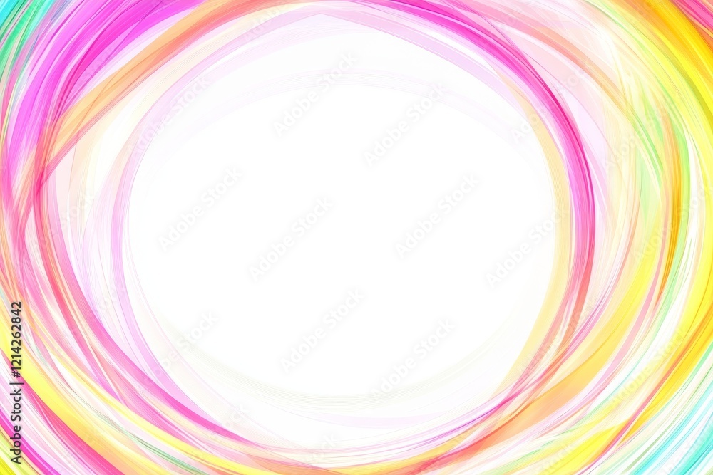 Poster 3d rendering a digital artwork featuring colorful, circular lines on a white background, embodying e