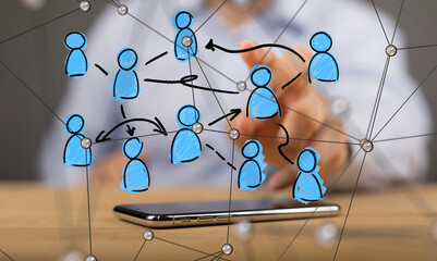 Abstract technology group and data 3d