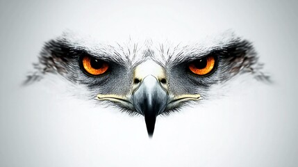 Close-up of intense eagle eyes and beak.