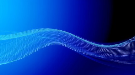 Fototapeta premium Dynamic abstract wave pattern in deep blue gradients with fine lines and dots. Smooth, bold acrylic digital artwork blending light and dark for a futuristic look.