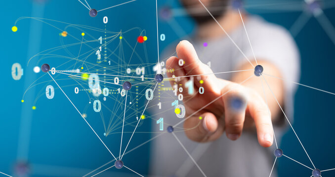 Molecular background with DNA. Network with connecting dots and lines.