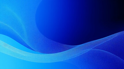 Fototapeta premium Dynamic abstract wave pattern in deep blue gradients with fine lines and dots. Smooth, bold acrylic digital artwork blending light and dark for a futuristic look.