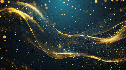 Fototapeta premium Abstract digital background electromagnetic wave background Innovation digital wave, information technology background and green luxury background with golden line decoration and curve light effect