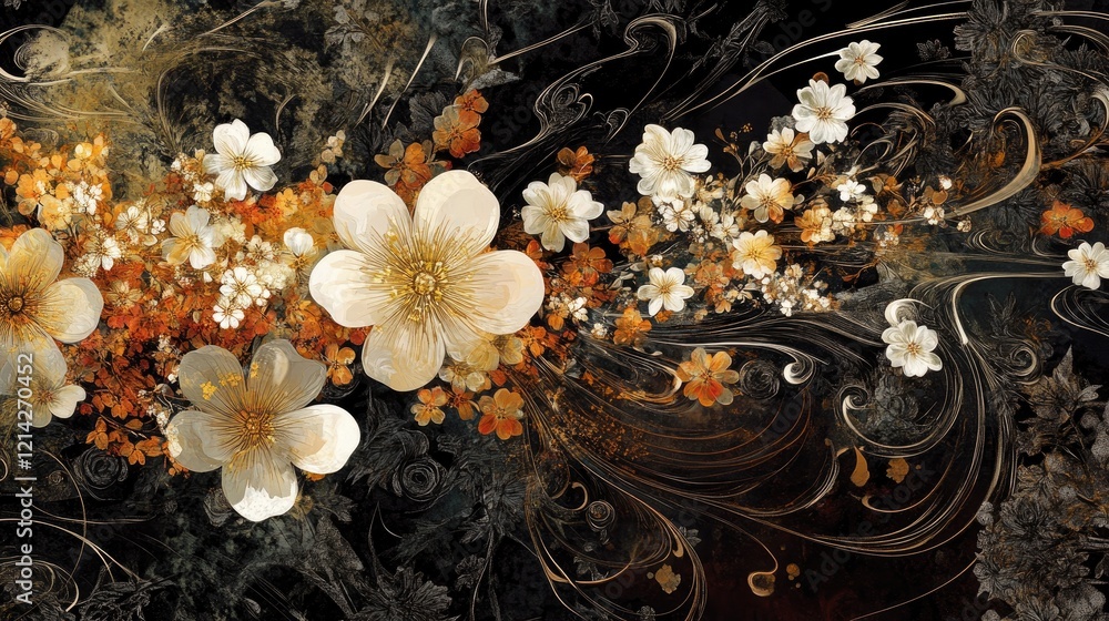 Poster a harmonious design concept of complex simplicity with refined patterns, natural tones, and a serene