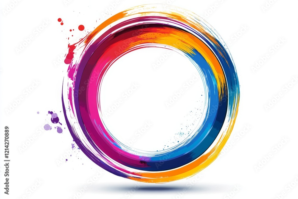 Poster 3d rendering colorful lines in a circular pattern create a dynamic digital art piece on a white back