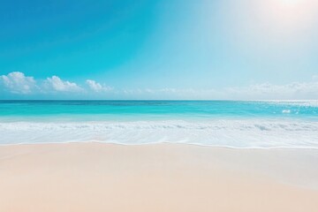 Obraz premium commercial photography for advertising campaign showcasing pristine white-sand beach with turquoise waves under vibrant