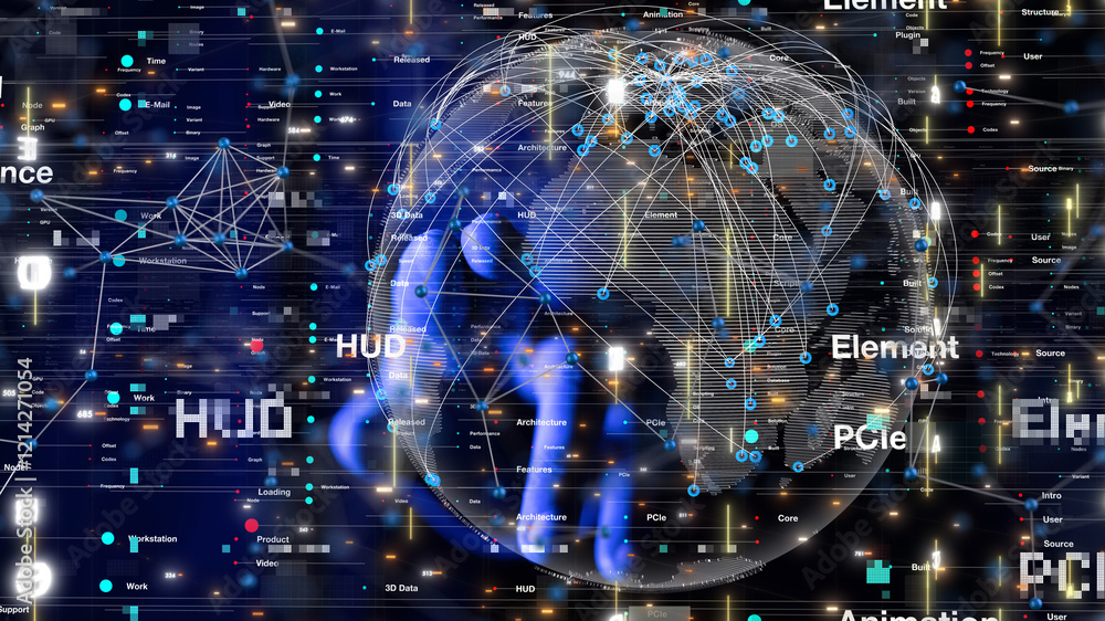 Poster cybersecurity and information or network protection. future technology