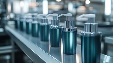 an automatic cosmetic tube filling machine, with nozzles precisely dispensing cream in a modern industrial factory setting.