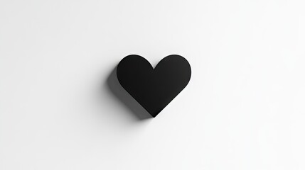 Fototapeta premium A minimalist black heart icon isolated on a plain white background, symbolizing elegance and simplicity