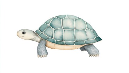 Obraz premium A detailed illustration of a turtle with a textured shell, swimming gracefully in a serene aquatic environment