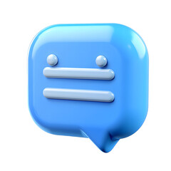 blue chat message 3d cartoon style illustration