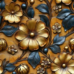 Seamless gold leather upholstery texture decor pattern