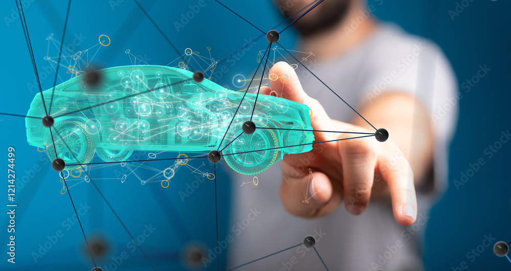 Poster driverless autonomous vehicle with lidar technology
