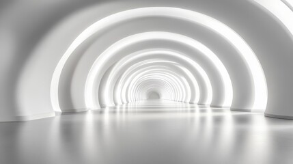 Obraz premium Abstract White Tunnel with Glowing Archways