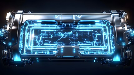 Obraz premium Futuristic Energy Cell Glowing Blue Circuitry Design