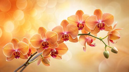 Elegant Vibrant Orange Orchids Cream Background Minimalist Floral Photography