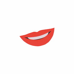 Obraz premium Female red lips, mouth icon, smile shape isolated