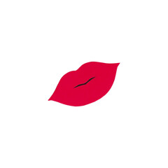 Female red lips, mouth icon, smile shape isolated
