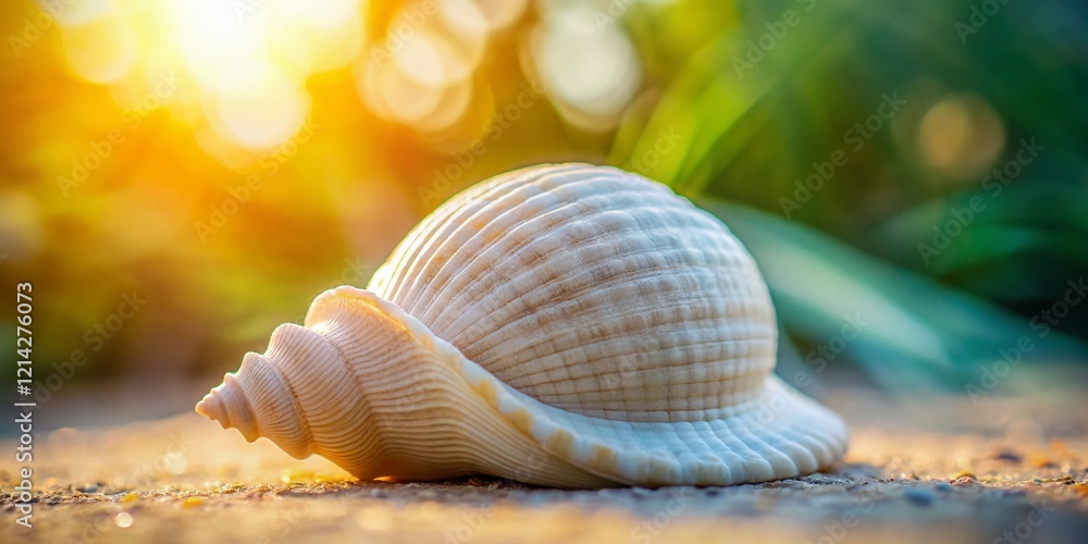 Poster elegant white shell png: smooth textured seashell for nature designs