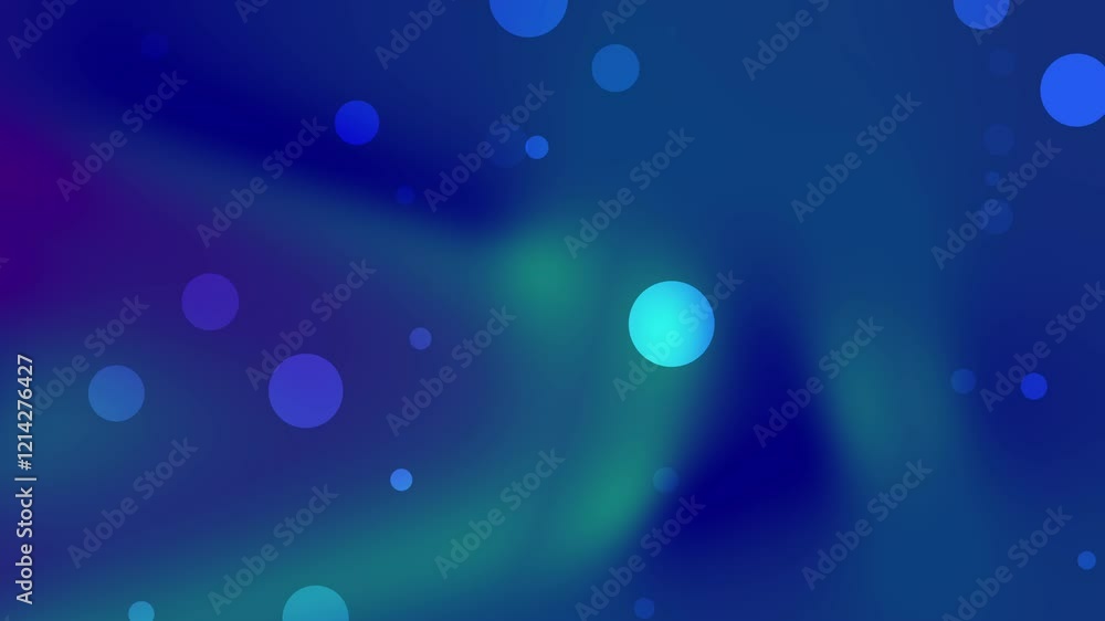 Poster dynamic visual composition featuring abstract shapes and color gradients in blue and purple hues