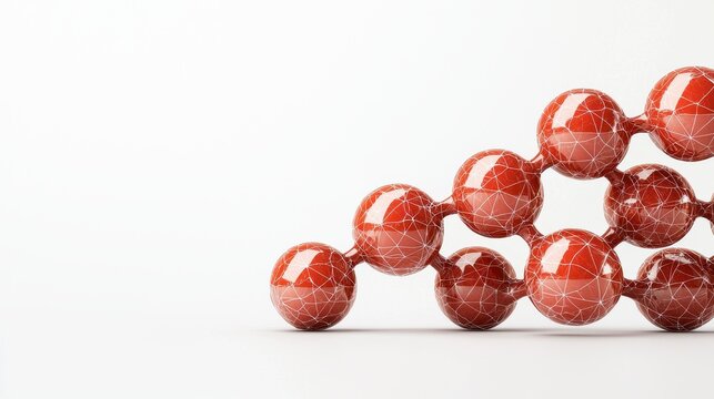 Abstract representation of molecular structure with red spheres arranged in a geometric pattern on minimalist background