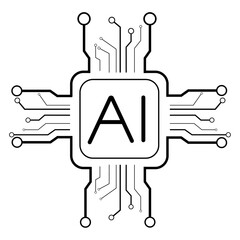 Artificial intelligence icon design emblem,Ai technology icon